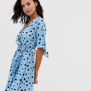 Wrap mini dress in splodge print